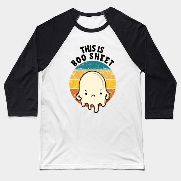 This Is Boo Sheet  Retro Ghost Halloween Baseball T-Shirt by hippohost